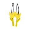 Tulip, yellow with white dots, green stalk