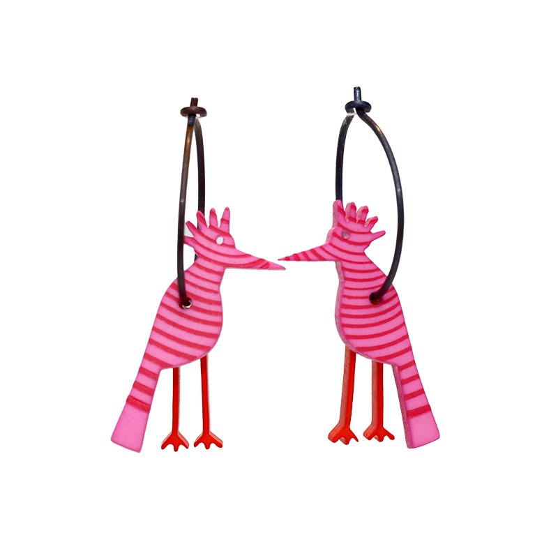 Spætte, lyserød m røde striber, røde ben