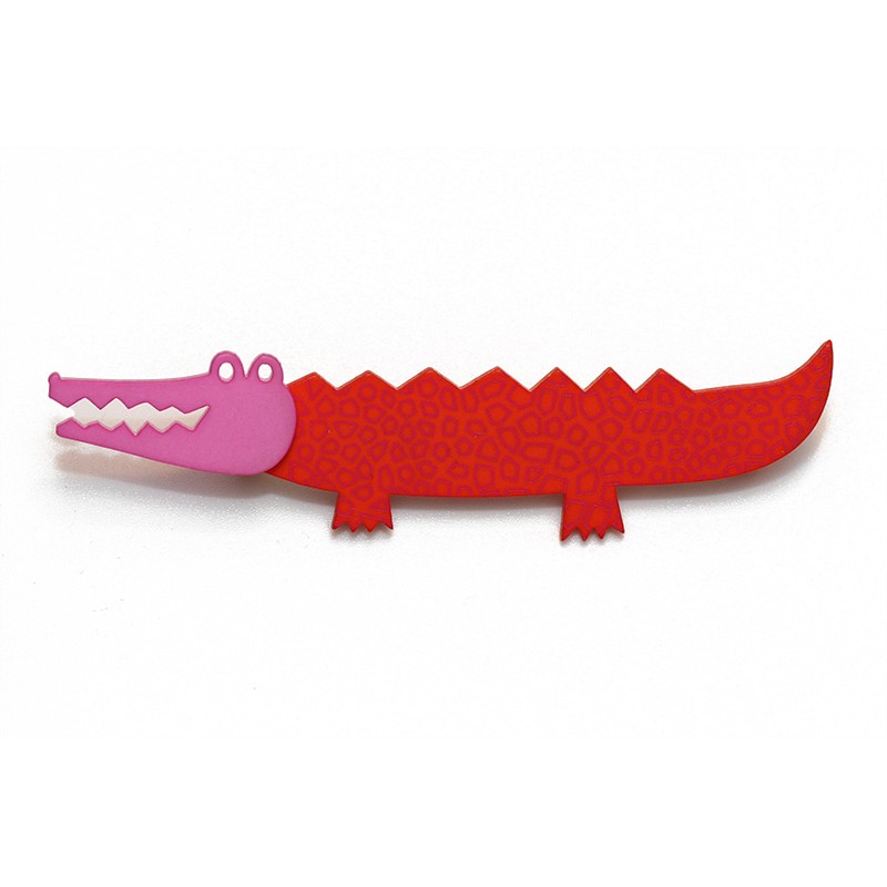 Crocodile, red with red shield, pink head