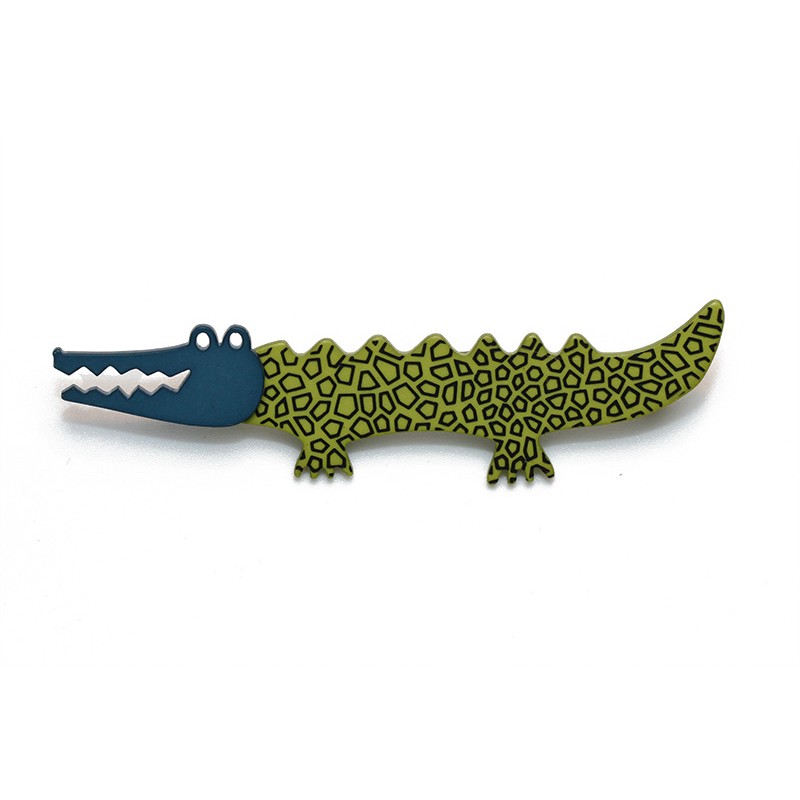 Crocodile, lime green w green shield, blue head