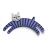 Cat, jumping, blue w black stripes, grey head
