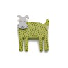 Dog, short ears, green w grey dots, grey head