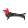 Dachshund, black with grey medium dots, red head