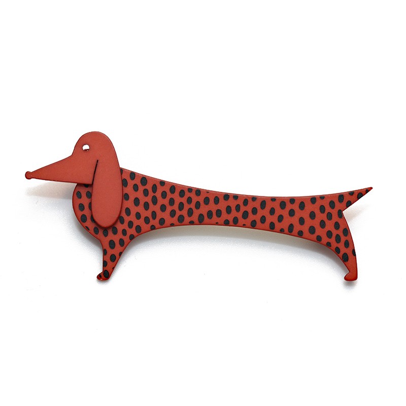 Dachshund, brown w black medium dots, brown head