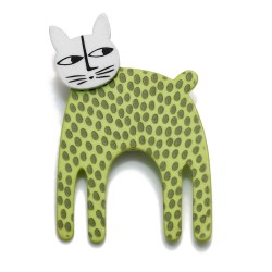 Cat, long, green w dark...