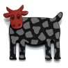 Cow, black w grey spots, brown head