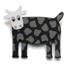 Cow, black w grey spots, white head