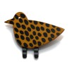 Bird, brown w black dots, black legs w grey stripes