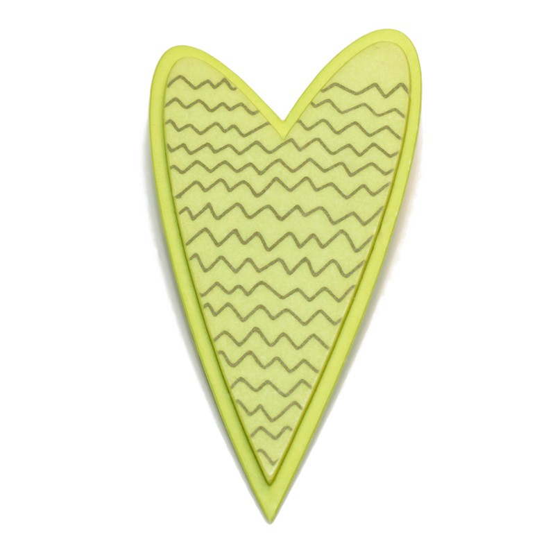 Heart, light green w green zigzag, light green edge