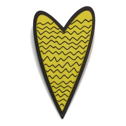 Hjerte, gul m sort zigzag,...