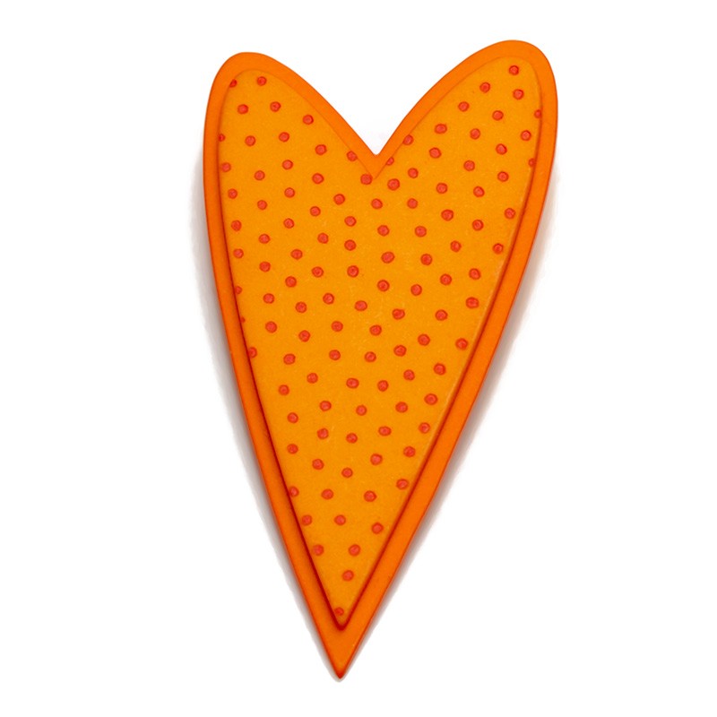 Heart, orange w red dots, orange edge