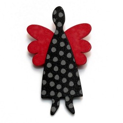 Angel, black w grey dots,...