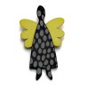 Angel, black w grey dots, lime green wings