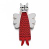 Cat, angel, red w black zigzag stripes, grey wings, grey head