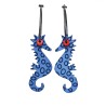 Seahorse, blue w dark blue circles, red eyes