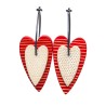 Heart, white with gold dots, background red heart with gold stripes