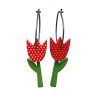 Tulipan, rød tulipan m guldprikker, grøn stilk