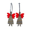 Angel, dark blue with gold stripes, red wings