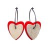 Heart, white with gold dots, background red heart
