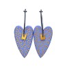 Heart, blue with gold dots, gold pearl