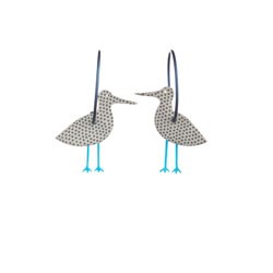 Seagull, black with white dots, light blue legs