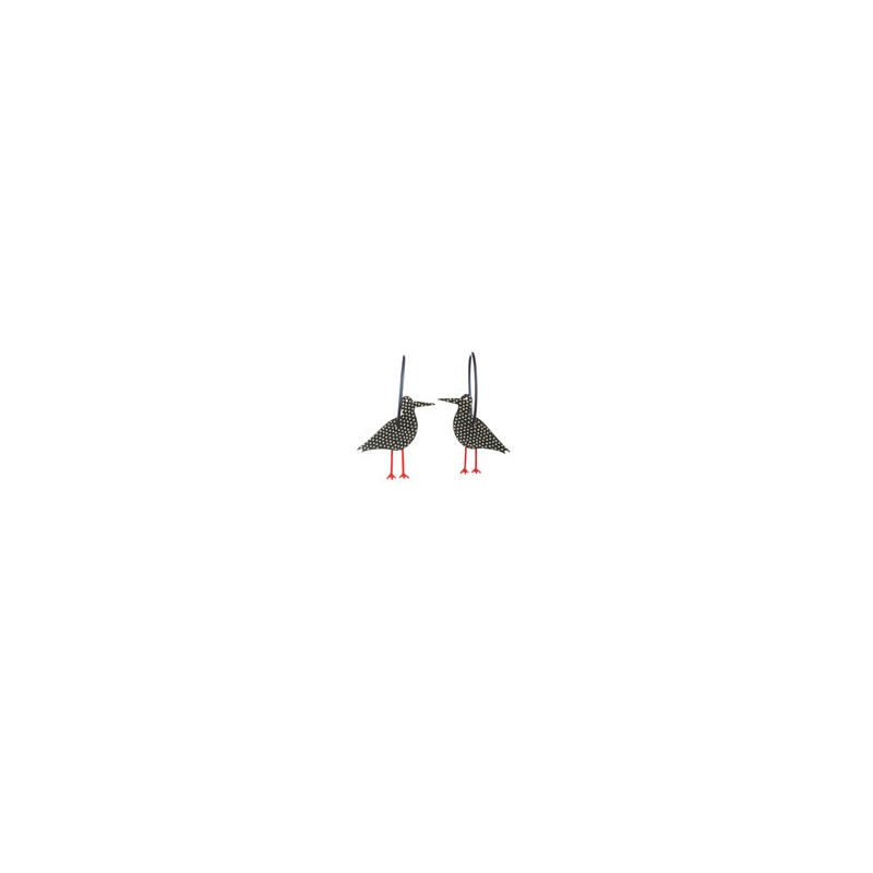 Seagull, black with white dots, red legs