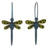 Dragonfly, blue with black stripes, green wings