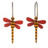 Dragonfly, orange-brown with black stripes, brown wings