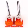 Rabbit, hanging ears, orange w red dots, white head