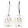 Rabbit, hanging ears, white w white dots, white head