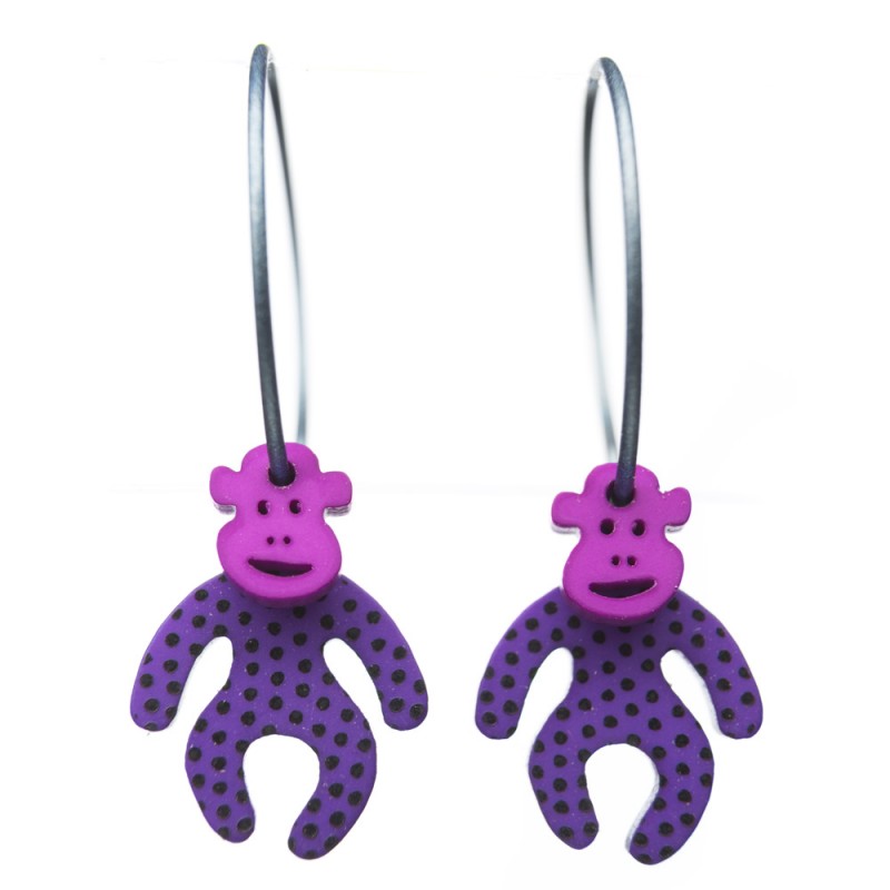 Monkey, round, purple w black dots