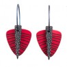 Leaf, triangle, red w stripes, black stalk w grey dots