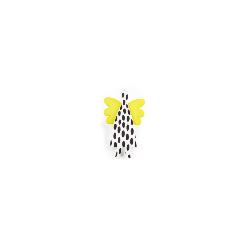 Angel, White w. black dots, yellow wings