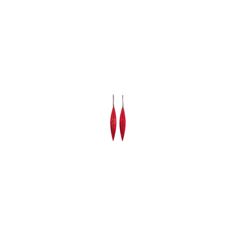 Leaf, narrow, red with black stripes, red background with stripes