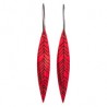 Leaf, narrow, red with black stripes, red background with stripes