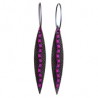 Leaf, narrow, black with white dots, purple stalk