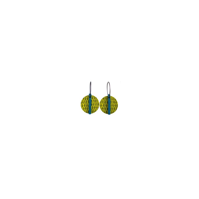 Leaf, round, green with black stripes, blue stalk