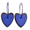 Heart, blue with dots, black background with white stripes