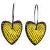Heart, yellow with dots, black background with white stripes