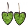Heart, green with dots, black background with white stripes