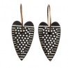 Heart, black with dots, black background with stripes